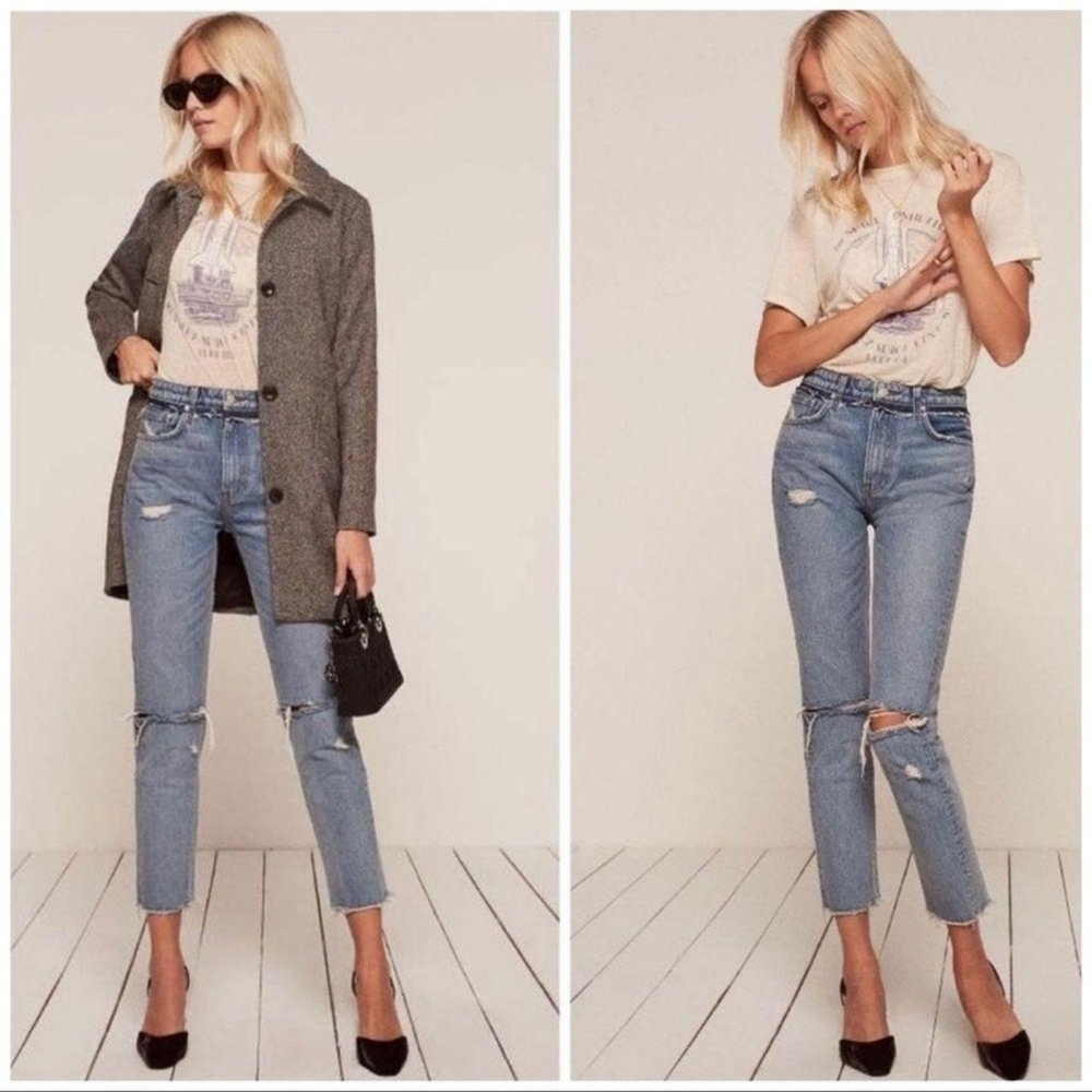 Reformation Julia Jeans frayed raw hem